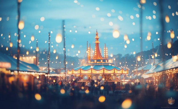 blurred aerial view of a carnival