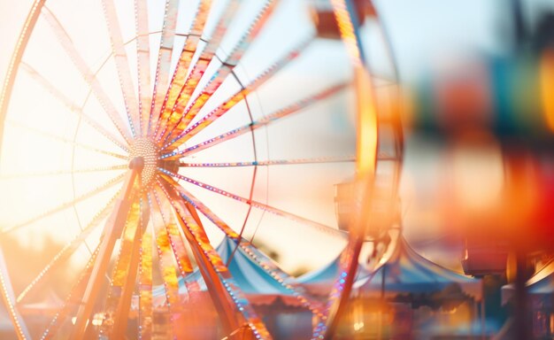 Photo blurred aerial view of a carnival