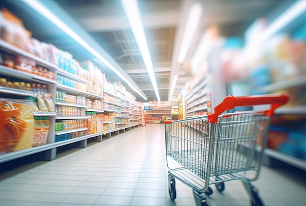 Photo blurred aisle of a supermarket in the style of angelic photograph