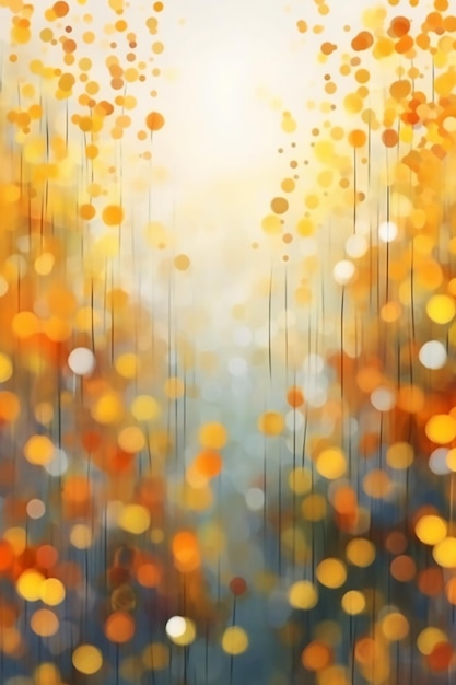 A blurred autumn windy sky abstract background with bokeh glow illustration ai generative