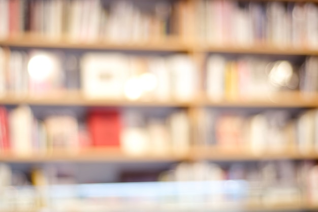 Blurred background, Blur bookshelves at book store background, education concept