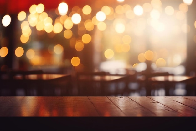 Blurred background blur cafe with bokeh light background