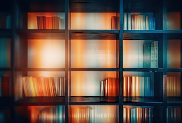 blurred background of bookshelf