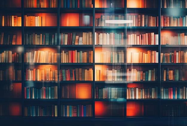 blurred background of bookshelf