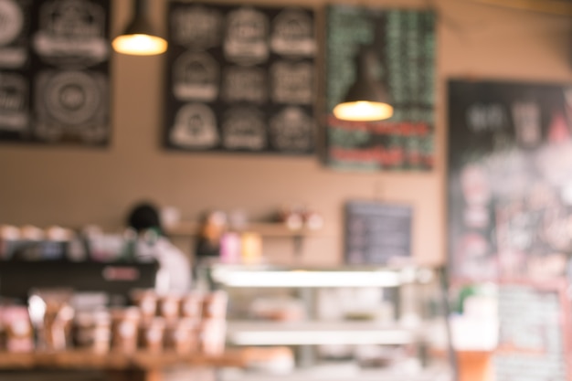 Photo blurred background at coffee shop background with bokeh.