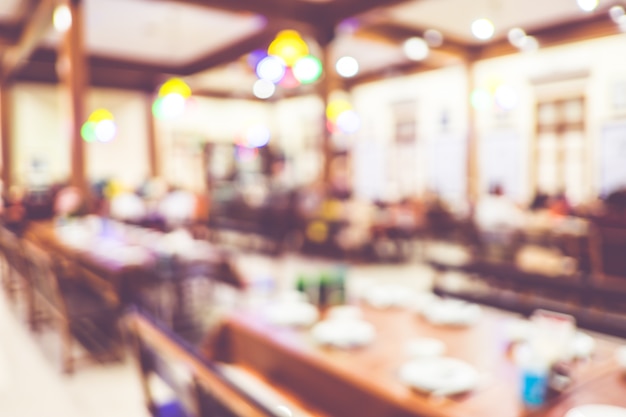 Photo blurred background : customer at restaurant blur background with bokeh,vintage filter