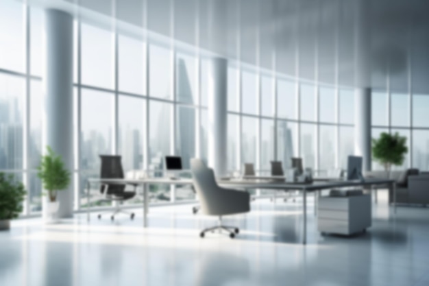 Blurred Background of an Empty Office With Abundant Windows