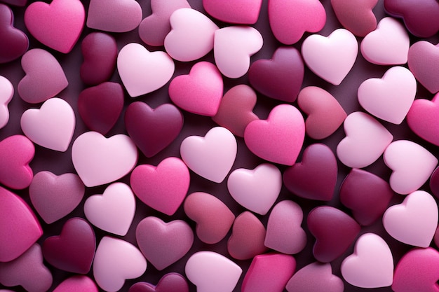 Photo blurred background full of hearts for valentines day