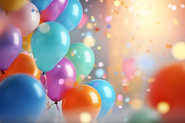 Blurred background party decoration with balloon