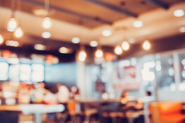 Blurred background of people sitting at coffee shop in mall. 