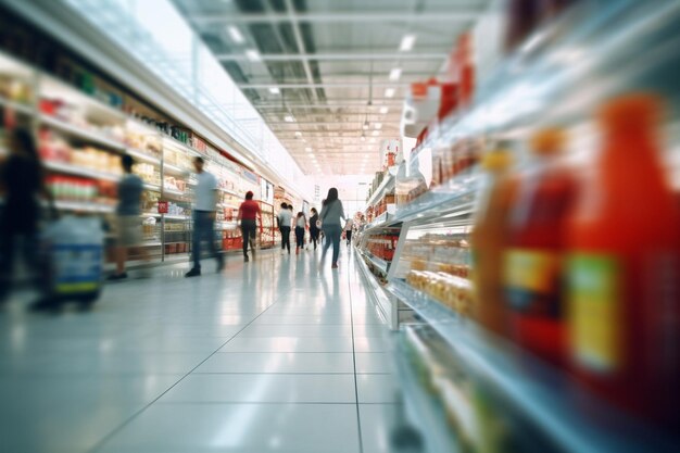 Размытый фон людей в супермаркете
