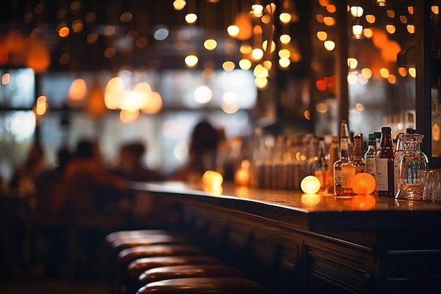 Blurred background of restaurant platform with seats in resort