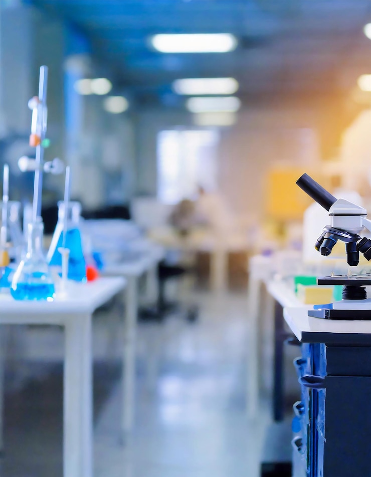 Photo blurred background of scientific research laboratory