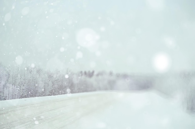 Photo blurred background winter road snow landscape