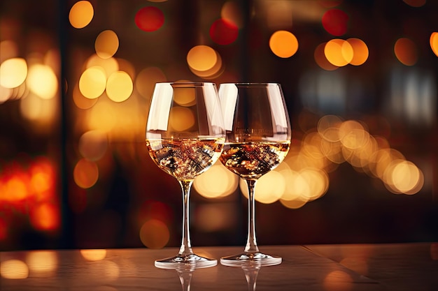 Blurred background with wine glasses