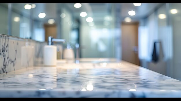 Photo blurred bathroom with countertop generative ai