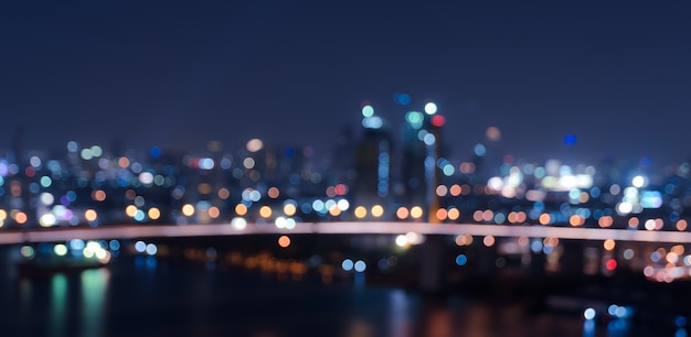 Blurred bokeh city lights background