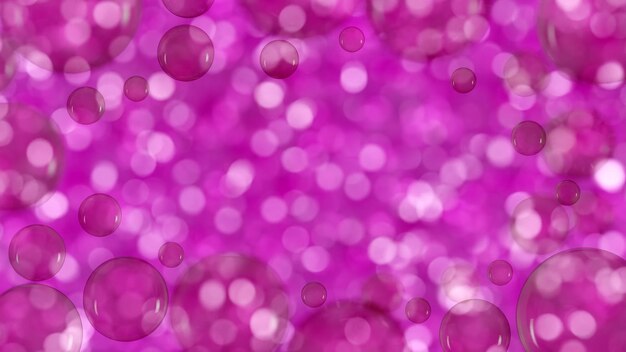 Photo blurred bokeh light on pink background with bubbles