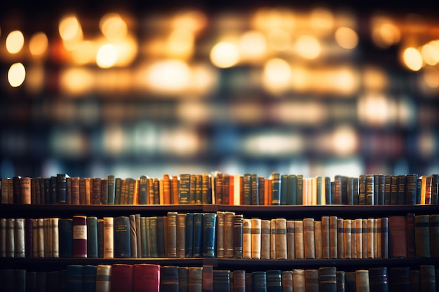 blurred bookshelf Many old books in a book shop or library