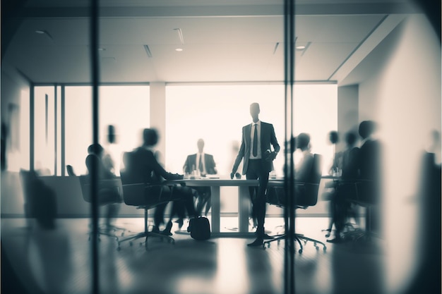 Blurred business meeting room Generative Ai