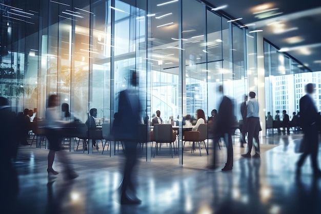 Blurred business people meeting in modern office building conference room