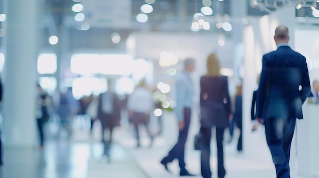 Photo blurred business people at a trade fair generative ai