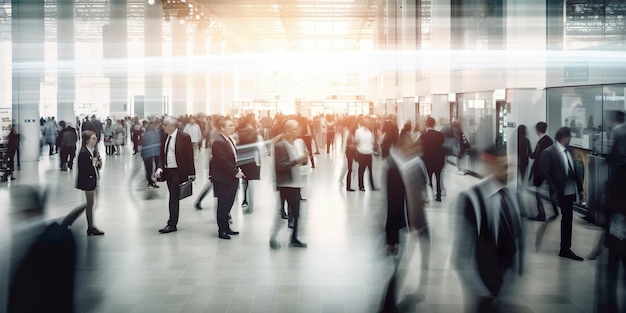 Blurred business people walking in the city scape Generate Ai