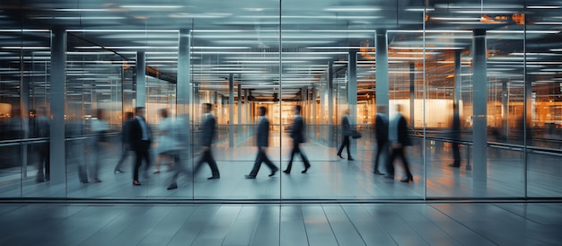 Foto persone d'affari che camminano in un ufficio moderno ufficio occupato spazio aperto moderno