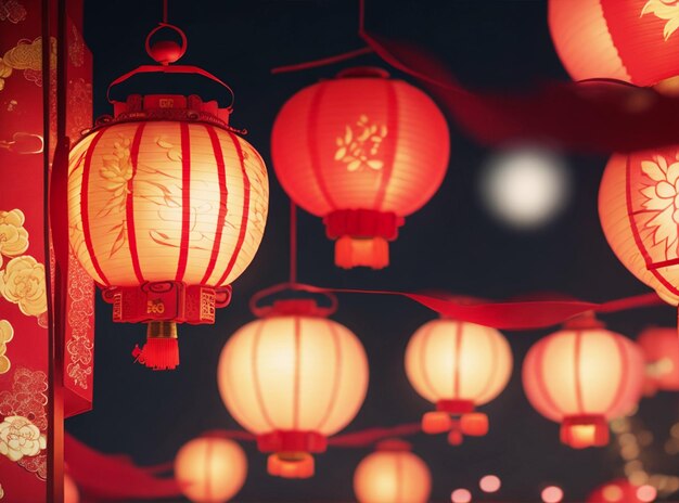 blurred Chinese New Year greeting background
