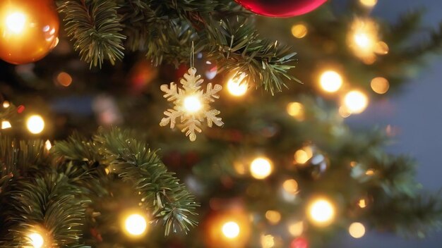 Blurred christmas tree garland