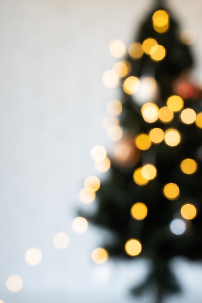 Blurred christmas tree with fairy lights