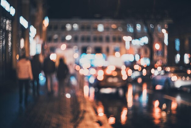 写真 夜のぼやけた街のボケ味