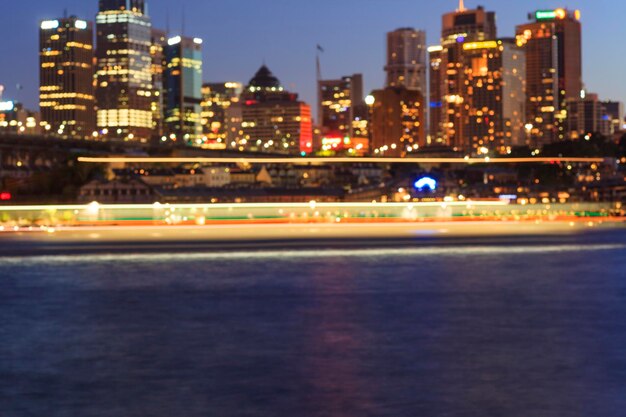 Photo blurred city lights in sydney