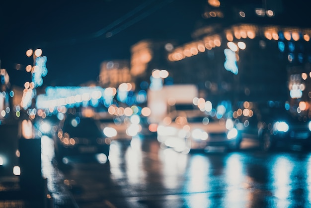 Photo blurred city at night. bokeh