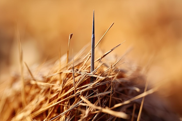 Blurred closeup needle in haystack