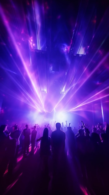 Blurred colorful lights inside music club Generative AI