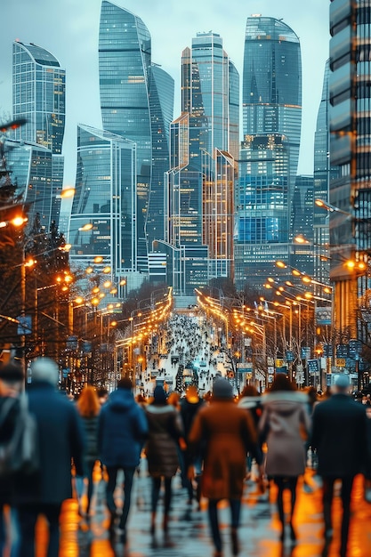 Foto una folla sfocata di uomini d'affari per le strade dinamico sfocato arazzo urbano