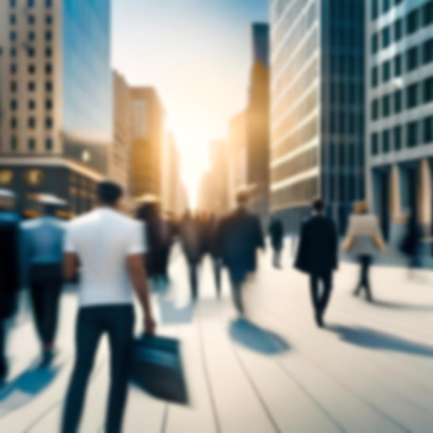 Blurred crowd of people on the street