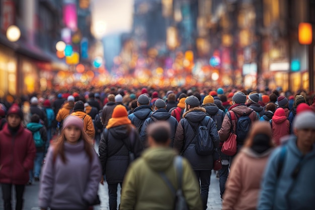 Blurred crowd of unrecognizable people ai generative