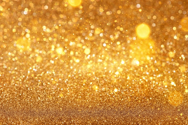 Фото Размытый расфокусированный фон боке с рождественскими огнями и золотыми блестками