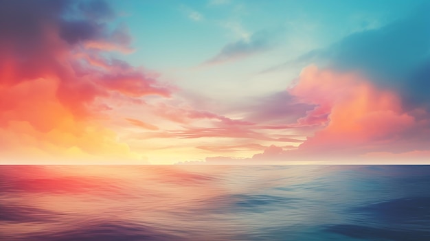 blurred defocused sunset sky and ocean nature background