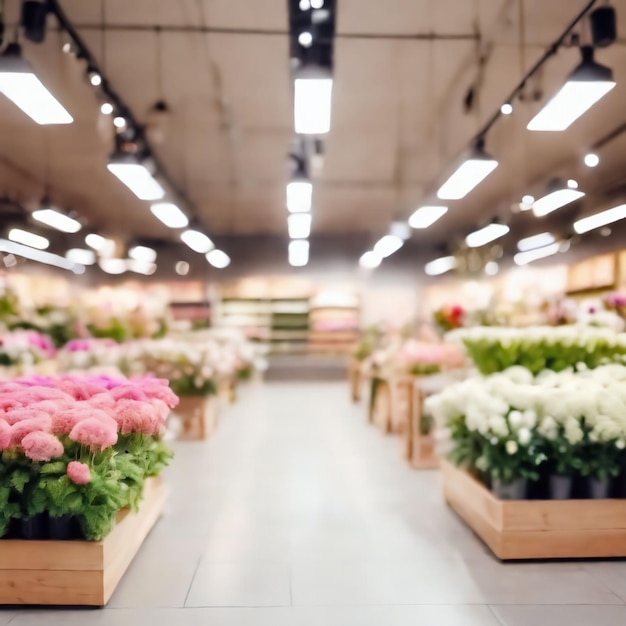 Blurred empty open space of flower store