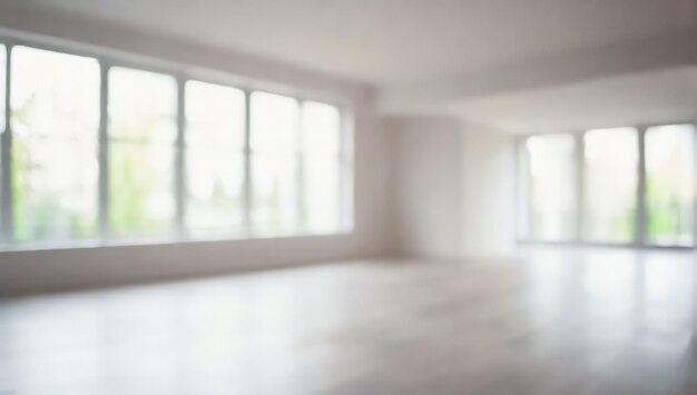 Blurred empty open space of house Abstract light bokeh on background of modern interior for design