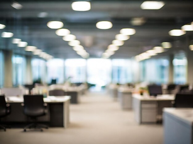 Blurred empty open space office Abstract light bokeh at office interior background for design