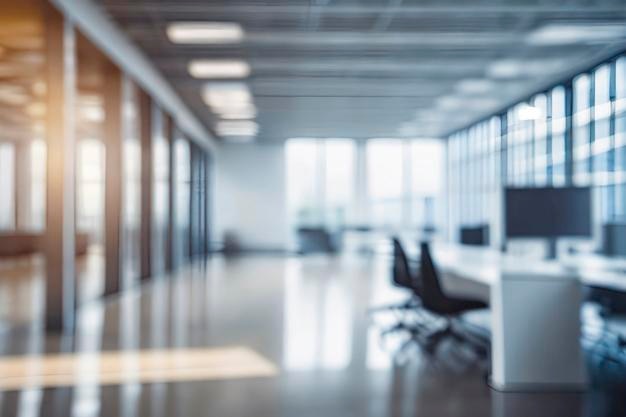 blurred empty open space office abstract light bokeh at office interior background