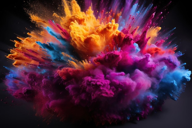 Photo blurred eruption holi powder dynamic release holi festival images in india