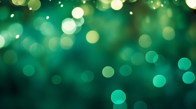 Blurred Festive Lights on Green Background