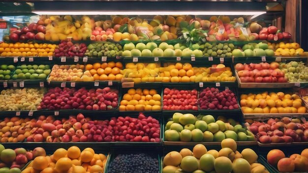 Photo blurred fruit stand background