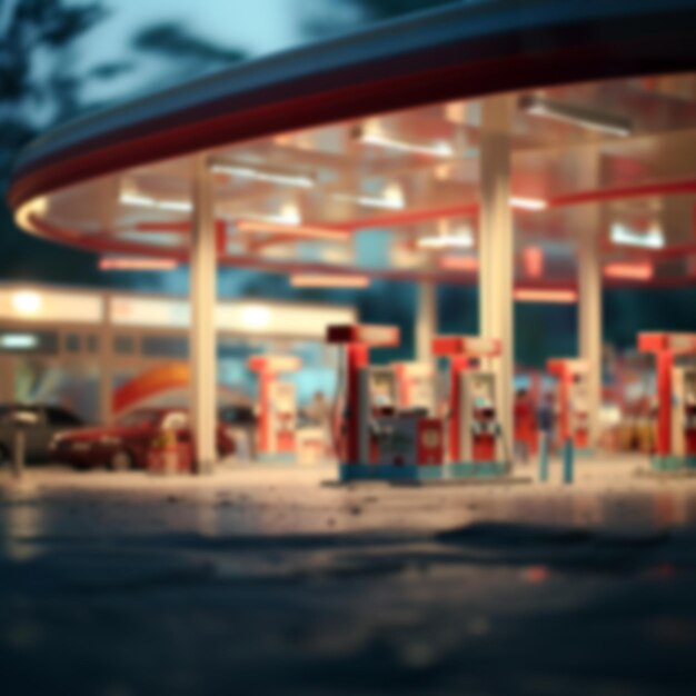 Blurred gas station background