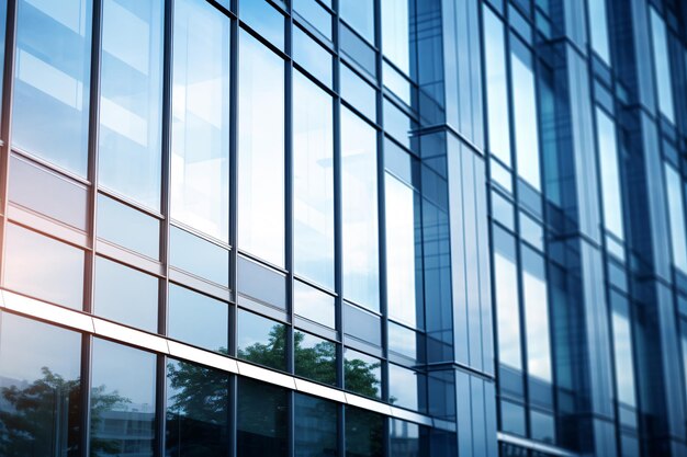 Blurred glass wall of modern business office building at the business center use for background in b